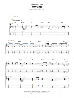 page one of Awake (Guitar Tab)
