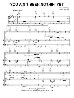 page one of You Ain't Seen Nothin' Yet (Piano, Vocal & Guitar Chords (Right-Hand Melody))