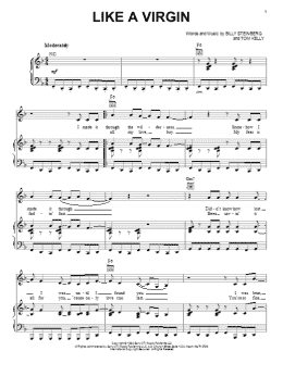 page one of Like A Virgin (Piano, Vocal & Guitar Chords (Right-Hand Melody))