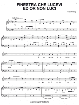 page one of Finestra che lucevi ed or non luci (Piano, Vocal & Guitar Chords (Right-Hand Melody))