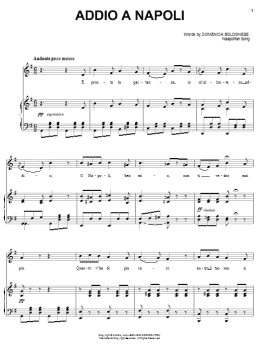 page one of Addio a Napoli (Piano, Vocal & Guitar Chords (Right-Hand Melody))