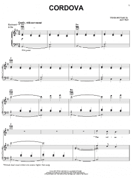 page one of Cordova (Piano, Vocal & Guitar Chords (Right-Hand Melody))