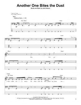 page one of Another One Bites The Dust (Bass Guitar Tab)