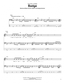 page one of Badge (Bass Guitar Tab)