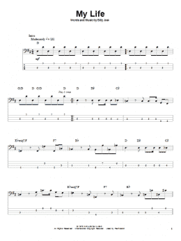 page one of My Life (Bass Guitar Tab)