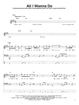page one of All I Wanna Do (Bass Guitar Tab)