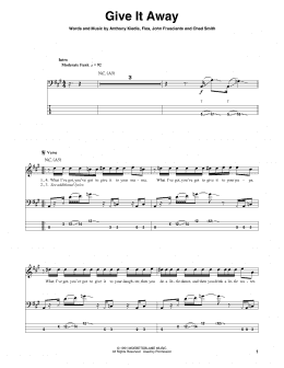 page one of Give It Away (Bass Guitar Tab)