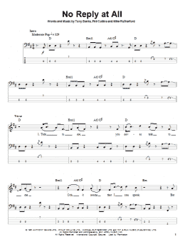 page one of No Reply At All (Bass Guitar Tab)