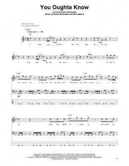 page one of You Oughta Know (Bass Guitar Tab)