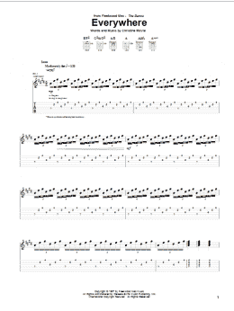 page one of Everywhere (Guitar Tab)