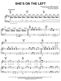 page one of She's On The Left (Piano, Vocal & Guitar Chords (Right-Hand Melody))