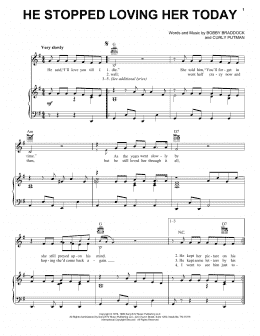 page one of He Stopped Loving Her Today (Piano, Vocal & Guitar Chords (Right-Hand Melody))