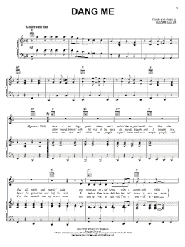 page one of Dang Me (Piano, Vocal & Guitar Chords (Right-Hand Melody))