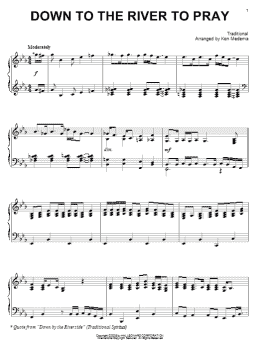 page one of Down To The River To Pray (Piano Solo)