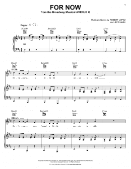 page one of For Now (from Avenue Q) (Piano & Vocal)