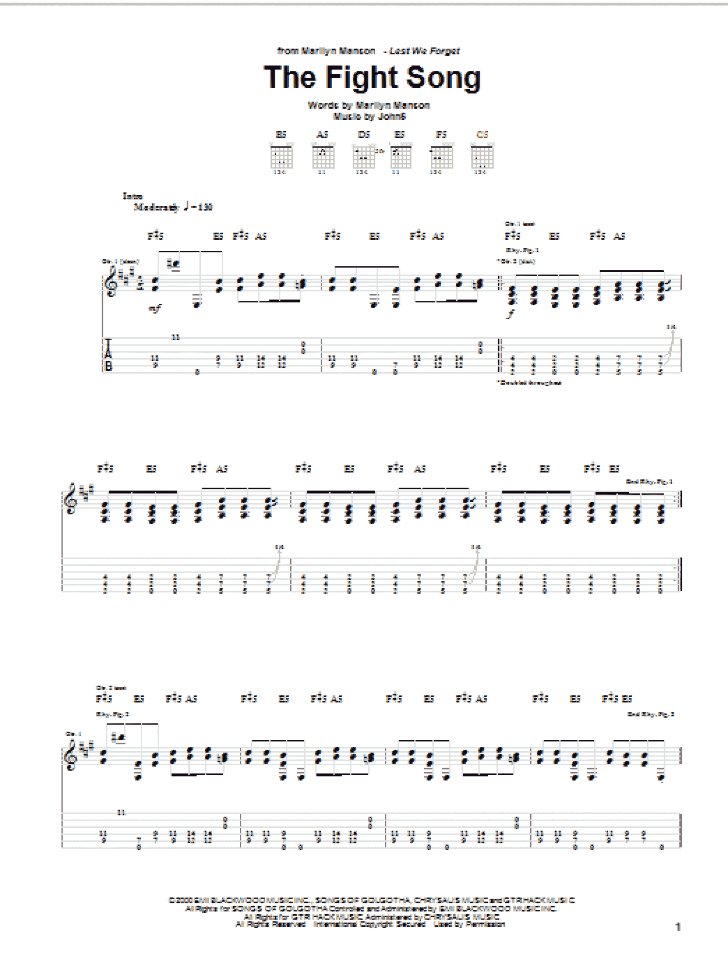 The Fight Song (Guitar Tab)