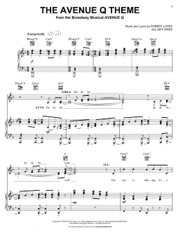 page one of The Avenue Q Theme (from Avenue Q) (Piano & Vocal)