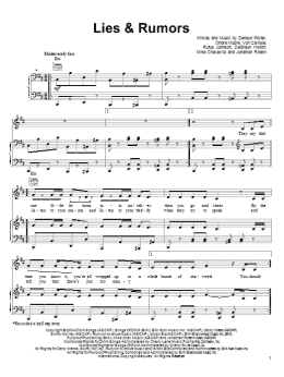 page one of Lies & Rumors (Piano, Vocal & Guitar Chords (Right-Hand Melody))