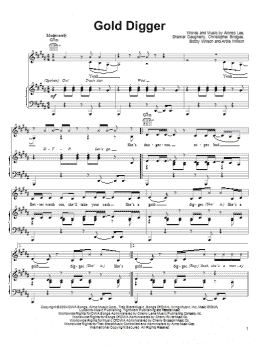page one of Gold Digger (Piano, Vocal & Guitar Chords (Right-Hand Melody))
