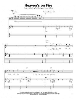 page one of Heaven's On Fire (Guitar Tab (Single Guitar))