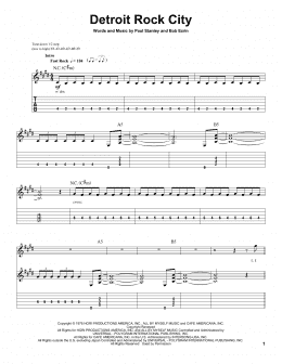 page one of Detroit Rock City (Guitar Tab (Single Guitar))