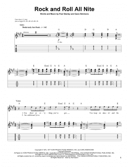 page one of Rock And Roll All Nite (Guitar Tab (Single Guitar))