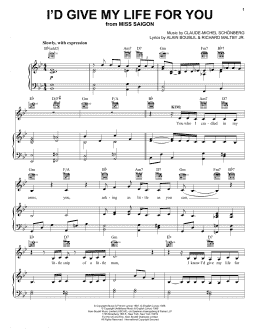 page one of I'd Give My Life For You (from Miss Saigon) (Piano, Vocal & Guitar Chords (Right-Hand Melody))
