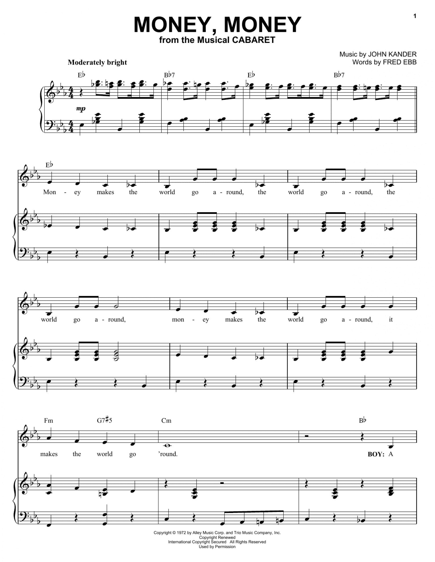 Money, Money (Piano, Vocal & Guitar Chords (Right-Hand Melody))