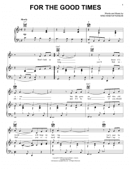 page one of For The Good Times (Piano, Vocal & Guitar Chords (Right-Hand Melody))