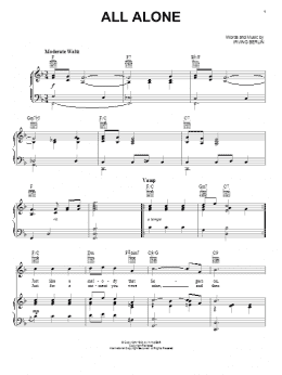 page one of All Alone (Piano, Vocal & Guitar Chords (Right-Hand Melody))
