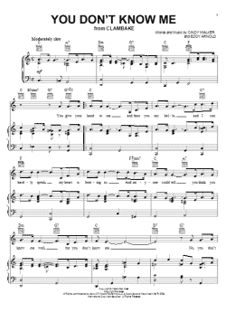 page one of You Don't Know Me (Piano, Vocal & Guitar Chords (Right-Hand Melody))