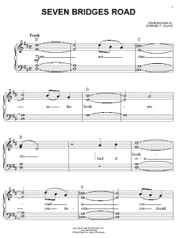 page one of Seven Bridges Road (Easy Piano)