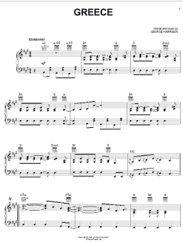 page one of Greece (Piano, Vocal & Guitar Chords (Right-Hand Melody))