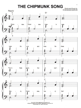 page one of The Chipmunk Song (Big Note Piano)