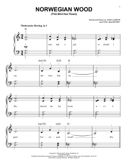 page one of Norwegian Wood (This Bird Has Flown) (Very Easy Piano)
