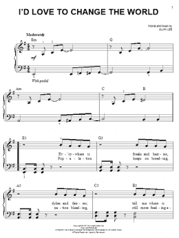 page one of I'd Love To Change The World (Easy Piano)