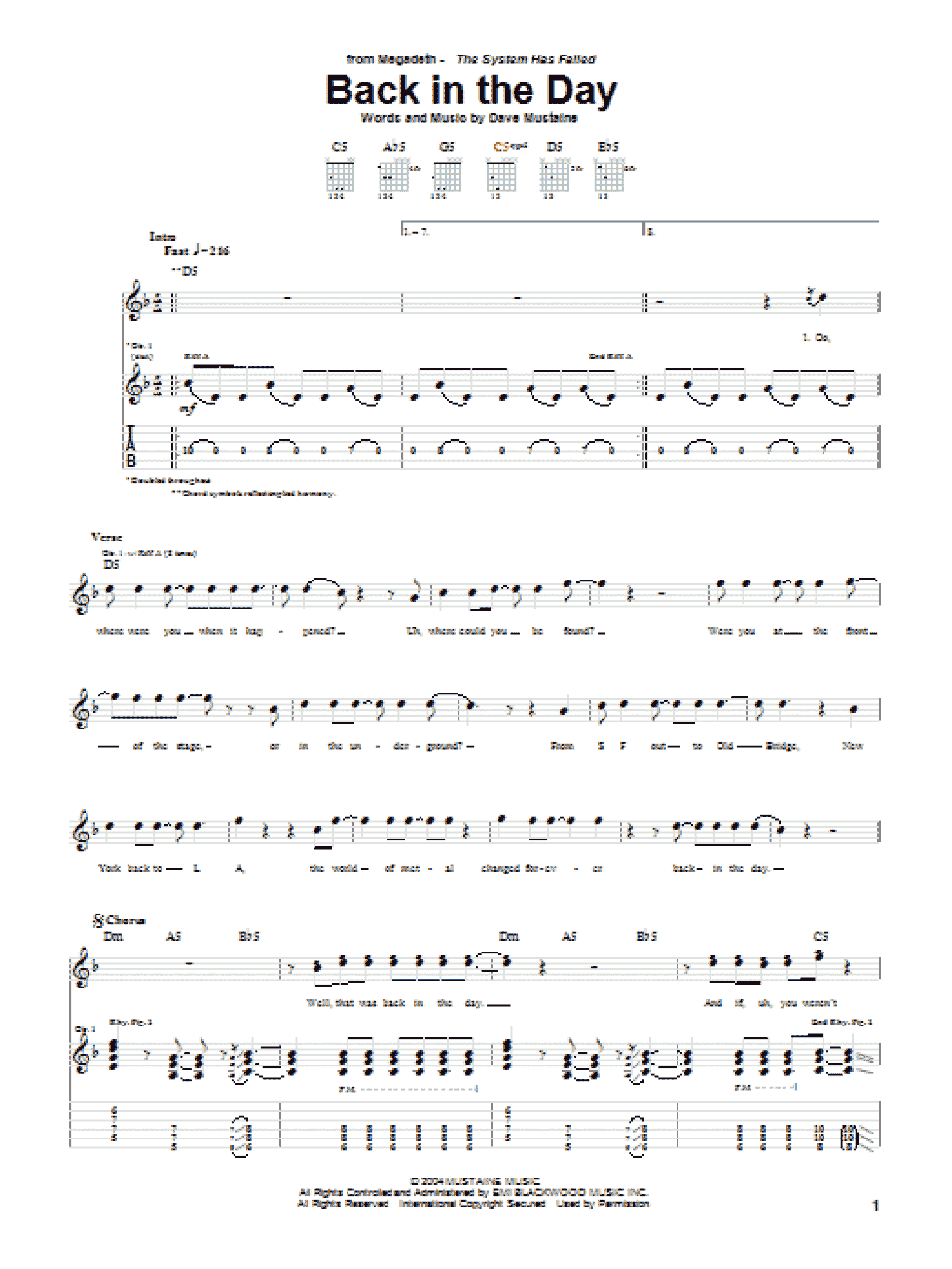 Back In The Day (Guitar Tab)