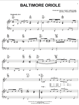 page one of Baltimore Oriole (Piano, Vocal & Guitar Chords (Right-Hand Melody))