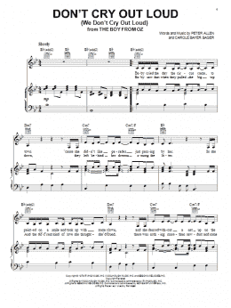 page one of Don't Cry Out Loud (We Don't Cry Out Loud) (from The Boy From Oz) (Piano, Vocal & Guitar Chords (Right-Hand Melody))