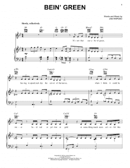 page one of Bein' Green (Piano, Vocal & Guitar Chords (Right-Hand Melody))