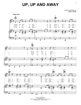 page one of Up, Up And Away (Piano, Vocal & Guitar Chords (Right-Hand Melody))