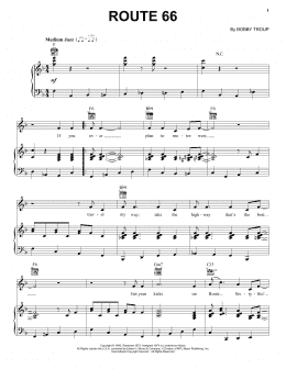 page one of Route 66 (Piano, Vocal & Guitar Chords (Right-Hand Melody))