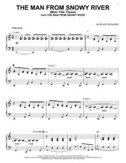 page one of The Man From Snowy River (Main Title Theme) (Piano Solo)