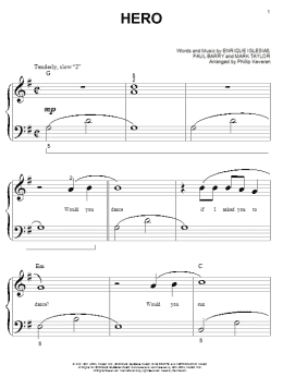 page one of Hero (Big Note Piano)