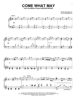 page one of Come What May (from Moulin Rouge) (Piano Solo)