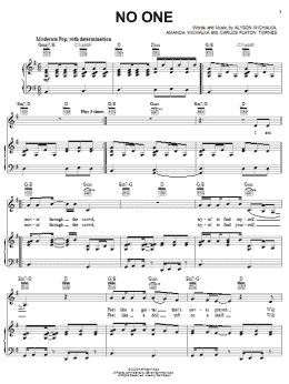 page one of No One (Piano, Vocal & Guitar Chords (Right-Hand Melody))