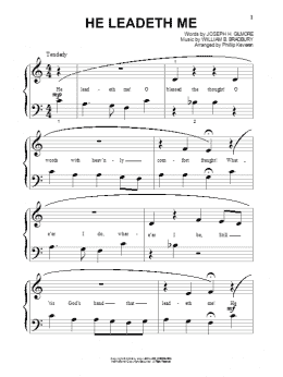 page one of He Leadeth Me (arr. Phillip Keveren) (Beginning Piano Solo)