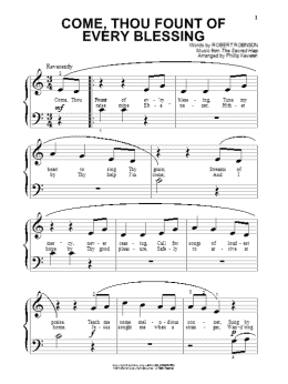 page one of Come, Thou Fount of Every Blessing (arr. Phillip Keveren) (Beginning Piano Solo)