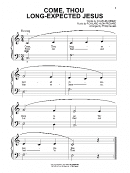 page one of Come, Thou Long-Expected Jesus (arr. Phillip Keveren) (Beginning Piano Solo)