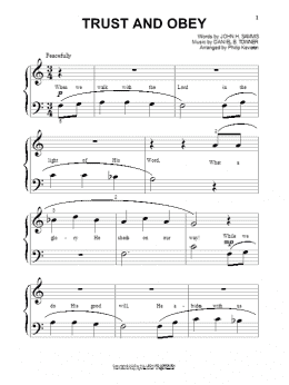 page one of Trust And Obey (arr. Phillip Keveren) (Beginning Piano Solo)